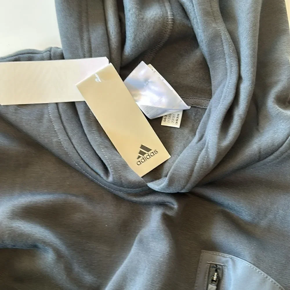 adidas Men’s Regular Fit Kangaroo Pockets Hoodie, Grey, Size XL,NWT